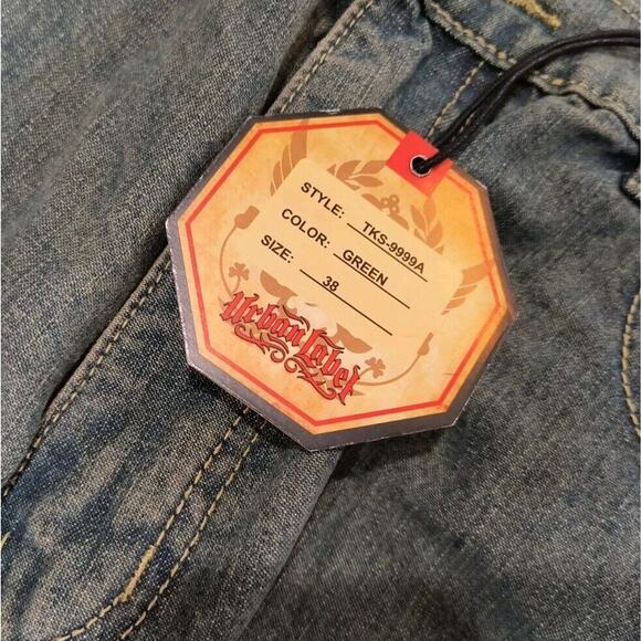 Urban Label Jeans mens 38x32 high rise Y2K Hip Hop Skater Green(Flaw Read Desc) - Picture 3 of 13